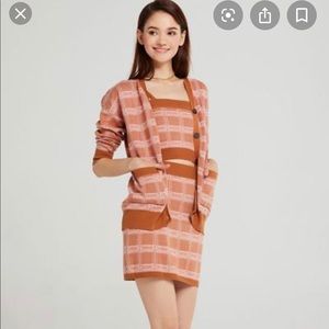 Storets 3 Piece Cardigan Sweater Plaid Set